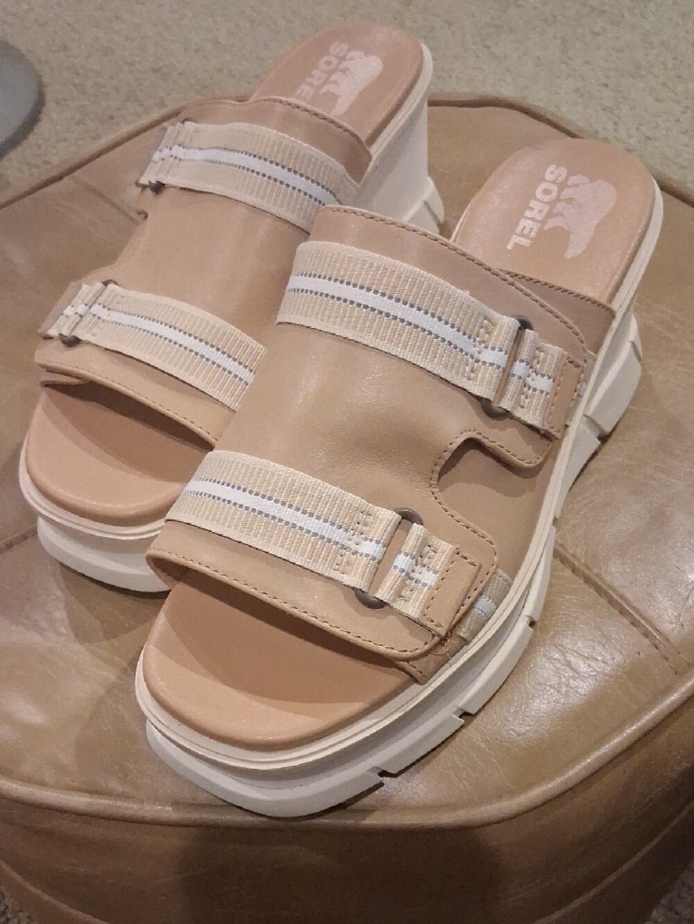 SOREL Neutral Beige Platform Slide Sandals - Women - Picture 11 of 11